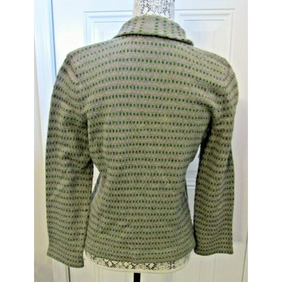Sigrid Olsen Cardigan Green Wool Blend Knit Sweater Crochet Floral Accents PM - Picture 9 of 12